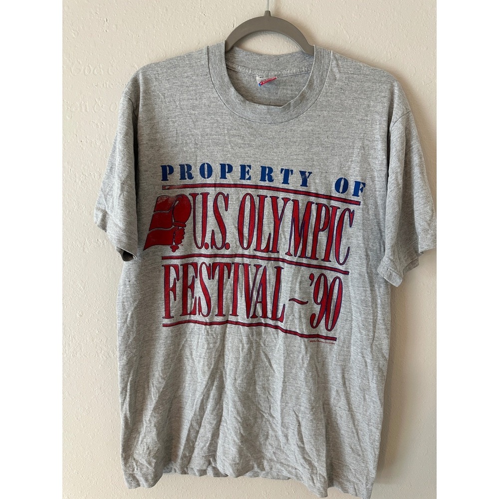 Vintage 90s US Olympic Festival T-Shirt Fruit Of The Loom Grey Mens L 1990 USA